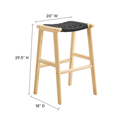 Modway EEI-6550 Saoirse Woven Rope Wood Bar Stool Set of 2 Modway