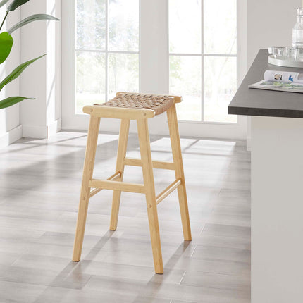 Modway EEI-6550 Saoirse Woven Rope Wood Bar Stool Set of 2 Modway