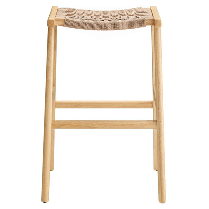 Modway EEI-6550 Saoirse Woven Rope Wood Bar Stool Set of 2 Modway