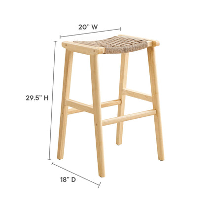 Modway EEI-6550 Saoirse Woven Rope Wood Bar Stool Set of 2 Modway