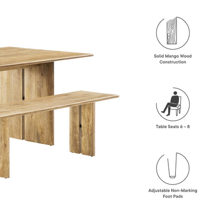Modway EEI-6559 Amistad 72" Wood Dining Table and Bench Set Modway