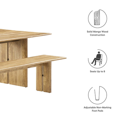 Modway EEI-6560 Amistad 86" Wood Dining Table and Bench Set Modway