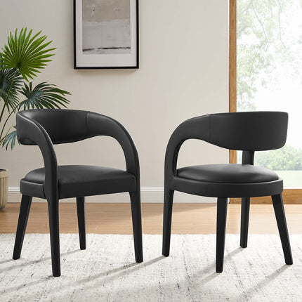 Modway EEI-6561 Pinnacle Vegan Leather Dining Chair Set of 2 Modway