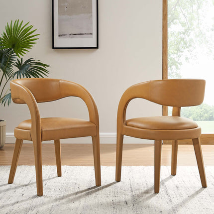 Modway EEI-6561 Pinnacle Vegan Leather Dining Chair Set of 2 Modway