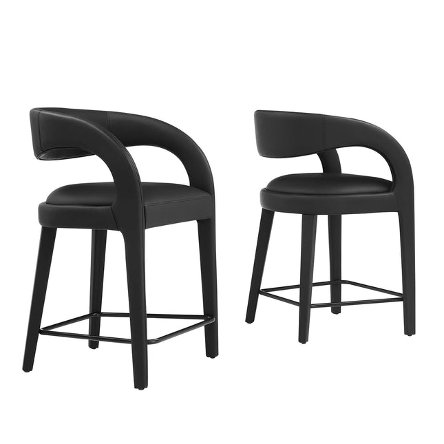 Modway EEI-6564 Pinnacle Vegan Leather Counter Stool Set of 2 Modway