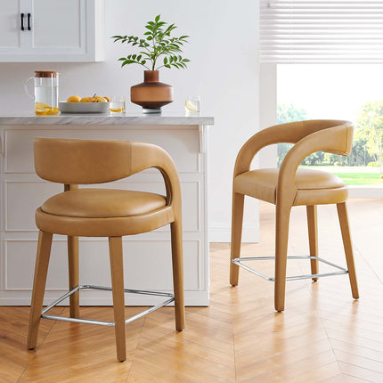 Modway EEI-6564 Pinnacle Vegan Leather Counter Stool Set of 2 Modway