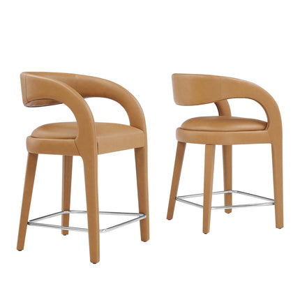 Modway EEI-6564 Pinnacle Vegan Leather Counter Stool Set of 2 Modway