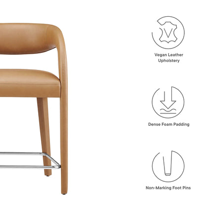 Modway EEI-6564 Pinnacle Vegan Leather Counter Stool Set of 2 Modway