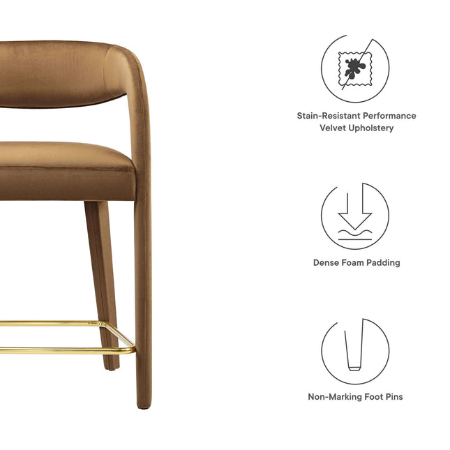 Modway EEI-6566 Pinnacle Performance Velvet Counter Stool Set of 2 Modway