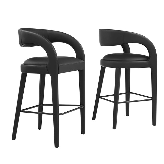 Modway EEI-6567 Pinnacle Vegan Leather Bar Stool Set of 2 Modway
