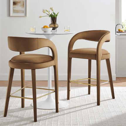 Modway EEI-6569 Pinnacle Performance Velvet Bar Stool Set of 2 Modway