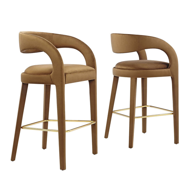 Modway EEI-6569 Pinnacle Performance Velvet Bar Stool Set of 2 Modway