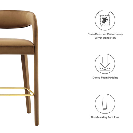 Modway EEI-6569 Pinnacle Performance Velvet Bar Stool Set of 2 Modway