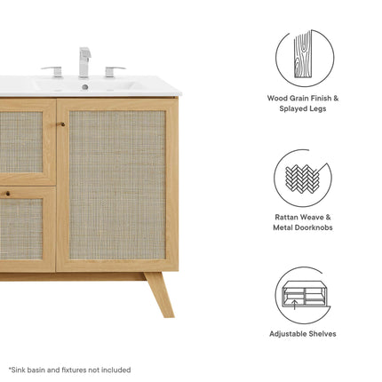 Modway EEI-6589 Soma 48" Single or Double Sink Compatible Bathroom Vanity Cabinet (Sink Basin Not Included) - Plaza Home Decor
