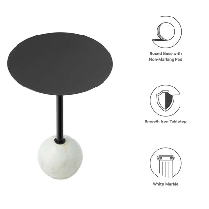 Modway EEI-6606 Aliza Round White Marble Side Table Modway