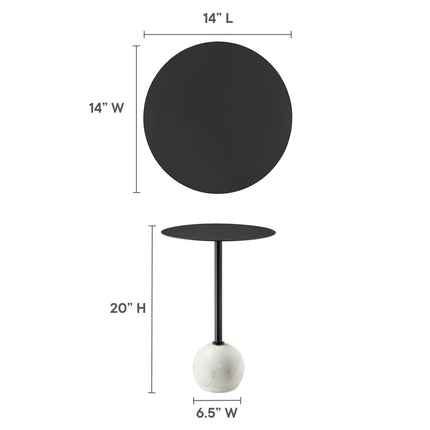 Modway EEI-6606 Aliza Round White Marble Side Table Modway