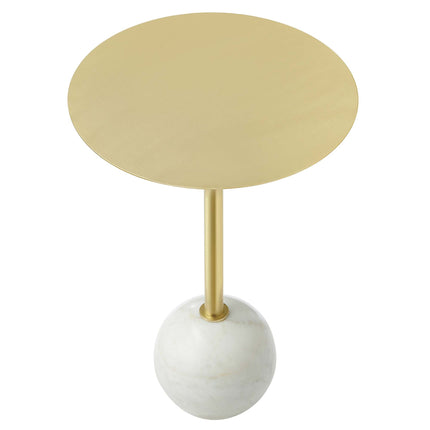 Modway EEI-6606 Aliza Round White Marble Side Table Modway