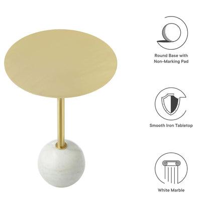 Modway EEI-6606 Aliza Round White Marble Side Table Modway