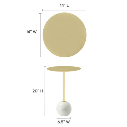 Modway EEI-6606 Aliza Round White Marble Side Table Modway