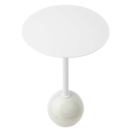 Modway EEI-6606 Aliza Round White Marble Side Table Modway