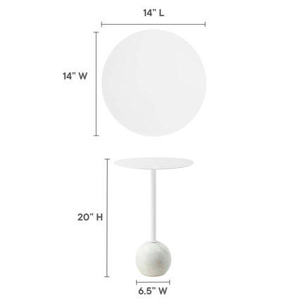 Modway EEI-6606 Aliza Round White Marble Side Table Modway