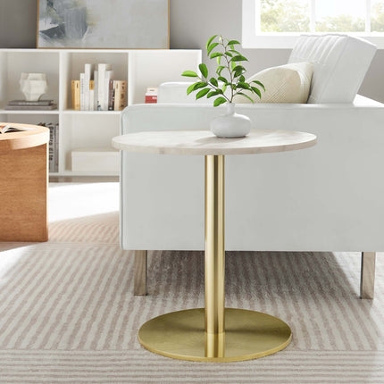 Modway EEI-6609 Viva Round White Marble Side Table Modway