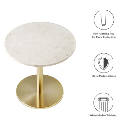 Modway EEI-6609 Viva Round White Marble Side Table Modway