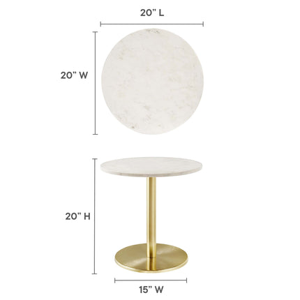 Modway EEI-6609 Viva Round White Marble Side Table Modway