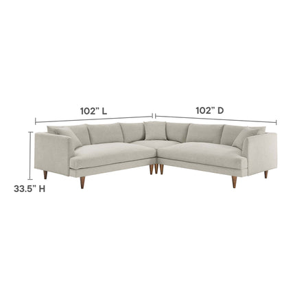 Modway EEI-6613 Zoya 3 Piece Down Filled Overstuffed Sectional Sofa Modway