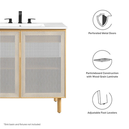 Modway EEI-6622 Calla 36" Perforated Metal Bathroom Vanity Cabinet (Sink Basin Not Included) Modway