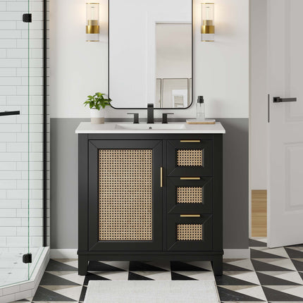 Modway EEI-6626 Dixie 36" Solid Wood Bathroom Vanity Cabinet (Sink Basin Not Included) Modway