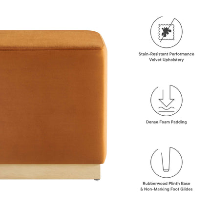 Modway EEI-6640 Tilden 17" Square Performance Velvet Upholstered Ottoman - Plaza Home Decor