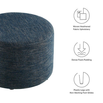 Modway EEI-6645 Callum Large 23" Round Woven Heathered Fabric Upholstered Ottoman Modway