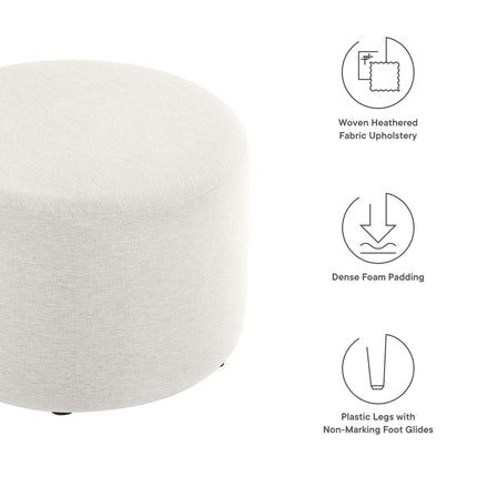 Modway EEI-6645 Callum Large 23" Round Woven Heathered Fabric Upholstered Ottoman Modway