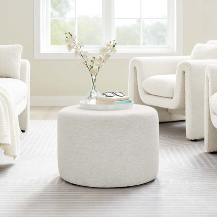 Modway EEI-6645 Callum Large 23" Round Woven Heathered Fabric Upholstered Ottoman Modway