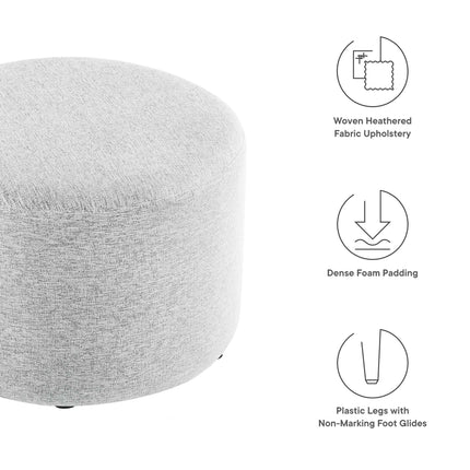 Modway EEI-6645 Callum Large 23" Round Woven Heathered Fabric Upholstered Ottoman Modway