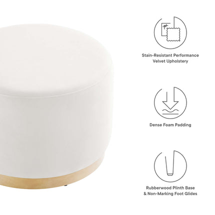 Modway EEI-6646 Tilden Large 23" Round Performance Velvet Upholstered Ottoman - Plaza Home Decor