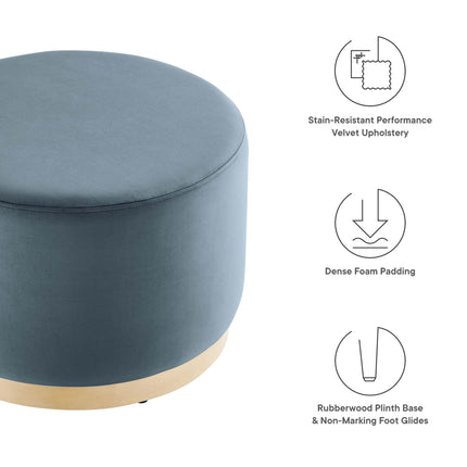 Modway EEI-6646 Tilden Large 23" Round Performance Velvet Upholstered Ottoman - Plaza Home Decor
