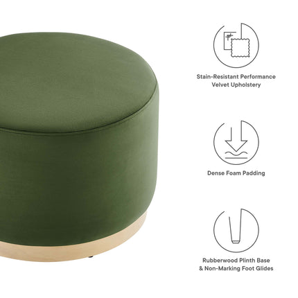 Modway EEI-6646 Tilden Large 23" Round Performance Velvet Upholstered Ottoman - Plaza Home Decor