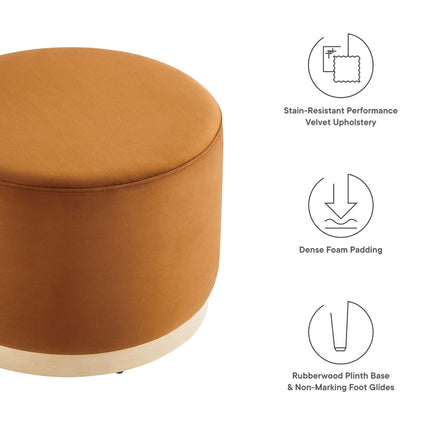 Modway EEI-6646 Tilden Large 23" Round Performance Velvet Upholstered Ottoman - Plaza Home Decor