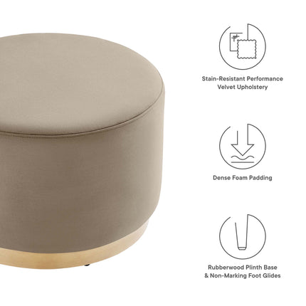 Modway EEI-6646 Tilden Large 23" Round Performance Velvet Upholstered Ottoman - Plaza Home Decor