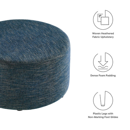Modway EEI-6647 Callum Large 29" Round Woven Heathered Fabric Upholstered Ottoman Modway