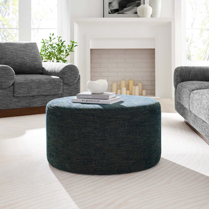 Modway EEI-6647 Callum Large 29" Round Woven Heathered Fabric Upholstered Ottoman Modway