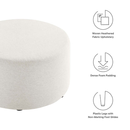 Modway EEI-6647 Callum Large 29" Round Woven Heathered Fabric Upholstered Ottoman Modway