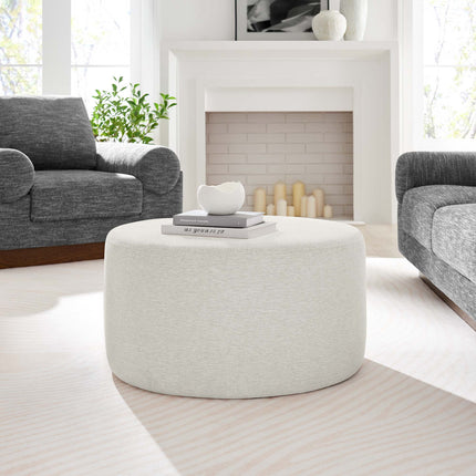 Modway EEI-6647 Callum Large 29" Round Woven Heathered Fabric Upholstered Ottoman Modway