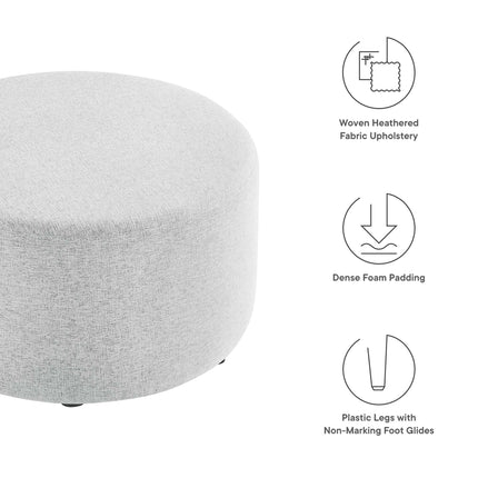 Modway EEI-6647 Callum Large 29" Round Woven Heathered Fabric Upholstered Ottoman Modway