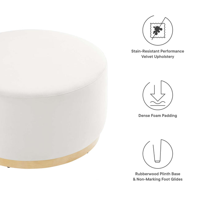 Modway EEI-6648 Tilden Large 29" Round Performance Velvet Upholstered Ottoman - Plaza Home Decor