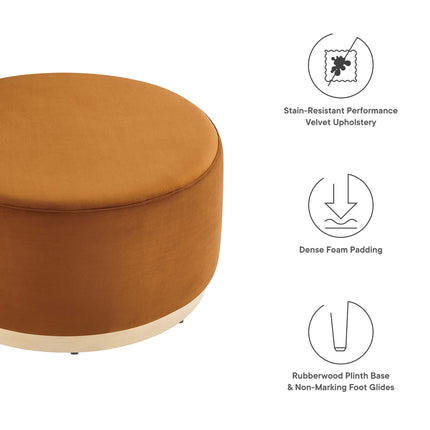 Modway EEI-6648 Tilden Large 29" Round Performance Velvet Upholstered Ottoman - Plaza Home Decor