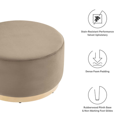 Modway EEI-6648 Tilden Large 29" Round Performance Velvet Upholstered Ottoman - Plaza Home Decor
