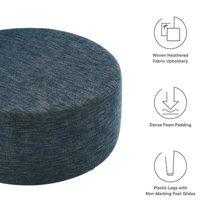 Modway EEI-6649 Callum Large 38" Round Woven Heathered Fabric Upholstered Ottoman Modway